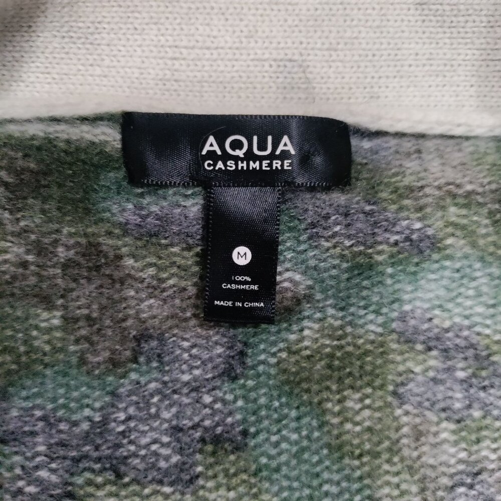 Aqua Cashmere Oversized Green Combo Camouflage Cardigan Sweater Women's Medium - Picture 11 of 16